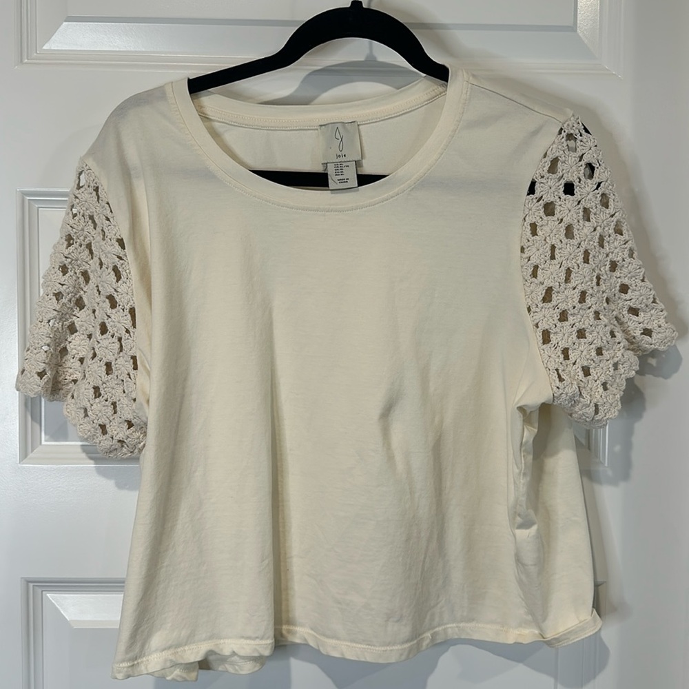Joie Cream Crochet Cropped Top - EUC